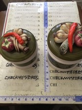 Vtg. Garden Harvest Arnart 5th Ave Porcelain  Floral Container Jar + Lid Handmad
