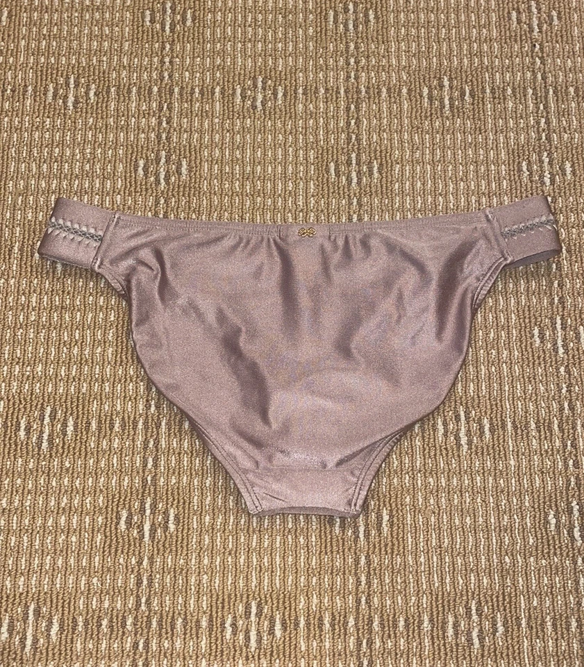 Parte inferior de bikini Pilyq Midnight cosida con lengüeta lateral completa en piedra arenisca talla L nueva sin etiquetas Foto 4 de 4