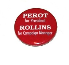 1992 ROSS PEROT ED ROLLINS campaign pin pinback button political presidential