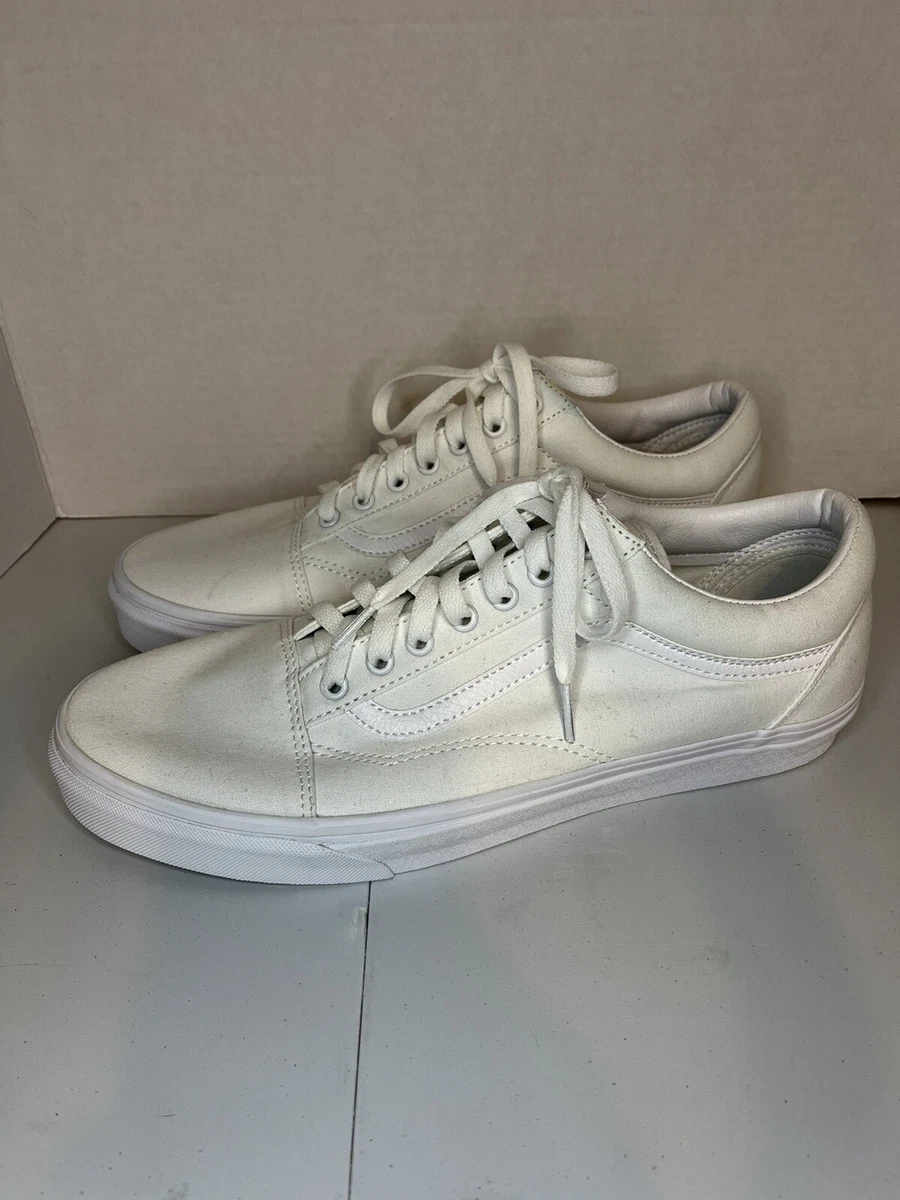 VANS OLD SKOOL TRIPLE TRUE WHITE LOW CANVAS CLASSIC SKATE SK8 SIZE 12 Preowned