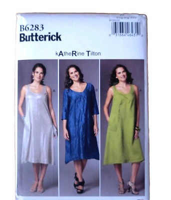 Butterick 6283 B6283 Loose Fitting Pullover Sleeveless Shift Dress Plus 16-26