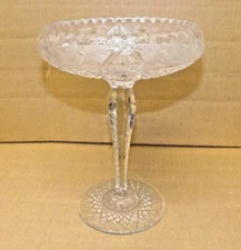 American Brilliant Period Cut Glass Compote 9" Tall