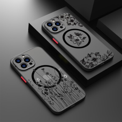 HandyHülle Für iPhone 15 14 Pro Max 13 12 11 Stoßfeste MagSafe Blume Case Schutz