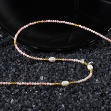 Colliers remplis d'or de perles rondes facettes opale naturelle et pâle A++ 24''