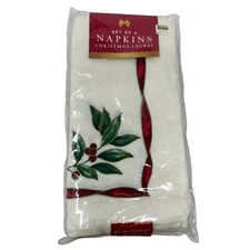 Christmas Laurel Napkins Bed Bath Beyond Red Green Ivory Holiday Washable NEW