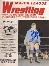 AM456  Bob Backlund signed Vintage WWF  Wrestling Program  w/COA