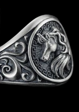 Unicorn Flowing Mane Open Ring Jewelry Silvery Horse Adjustable Resizable