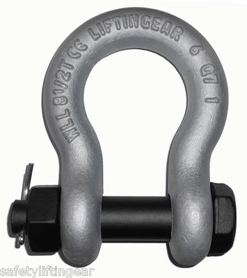 LIFTINGGEAR LiftinGear 8.5 Ton Safety Pin Nut & Bolt Lifting Towing Alloy Bow Shackle CE