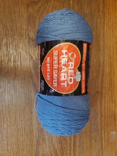 Red Heart Super Saver Yarn Country Blue #0382 Medium Worsted 8 oz No Dye Lot