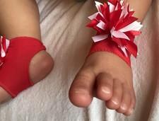 New Baby Deer Peep-Toe Infant Foot Cover Red/white Size Newborn