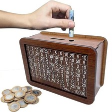 Wooden Money Box with Counter Money Piggy Bank Coin Saving Box for Adult Kids