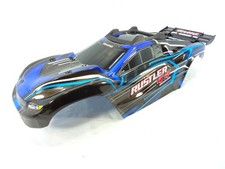 Traxxas Rustler 4x4 VXL Blue Black Painted Body Shell Cage Mount Clipless BL-2s