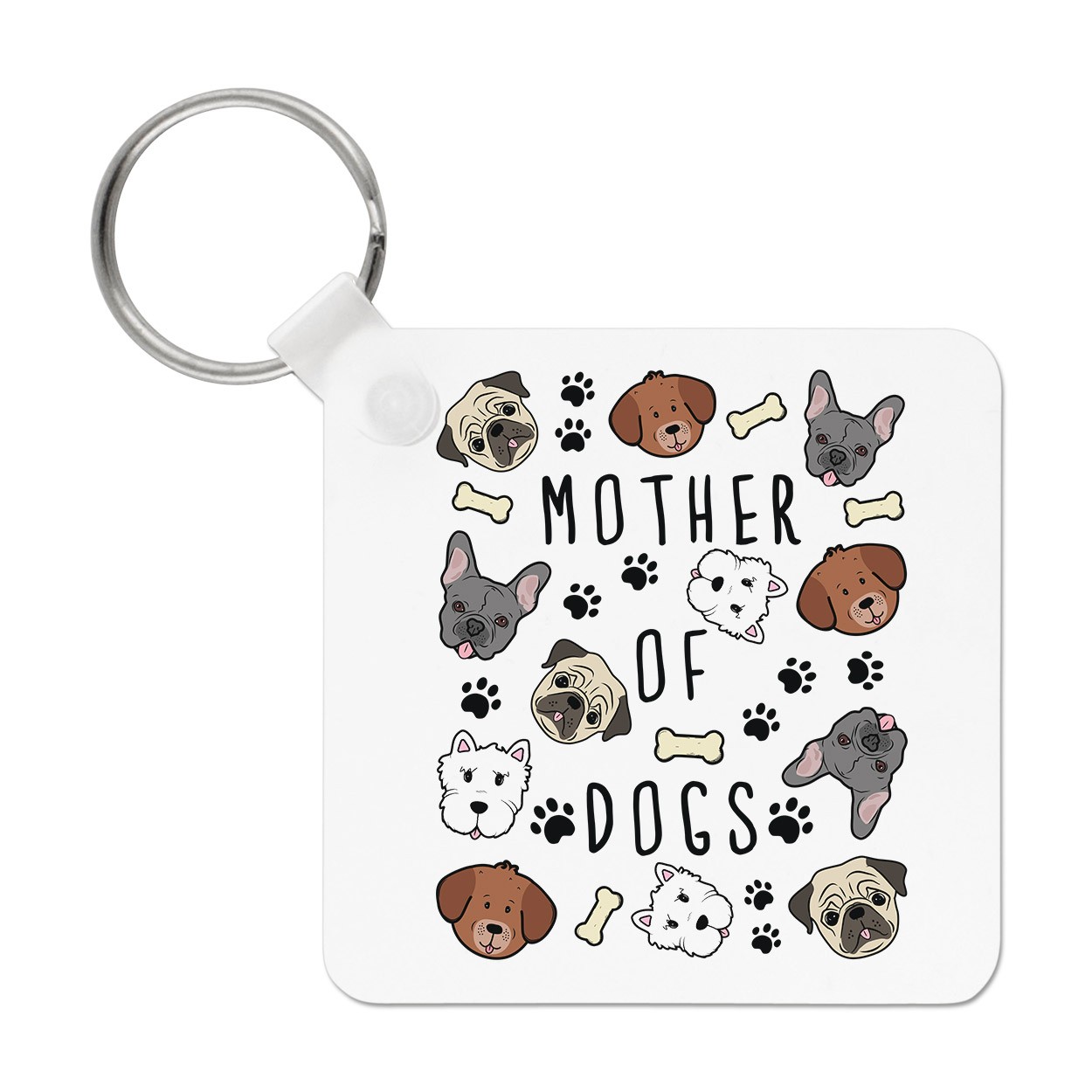 Mother Of Dogs Keyring Key Chain Crazy Lady Man Animal Lover Funny