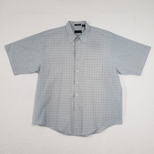 Van Heusen Button Down Shirt Mens XL Blue Plaid Wrinkle Free Stain Free Dadcore