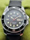 Vintage Seiko 5 Watch Mint Black Leather Strap Automatic 6309A 1990s Rare