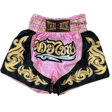 SHORTS MUAY THAI FIGHT KICKBOXING MULTI COLOR ELEPHANT SIZE M SATIN 24-28”