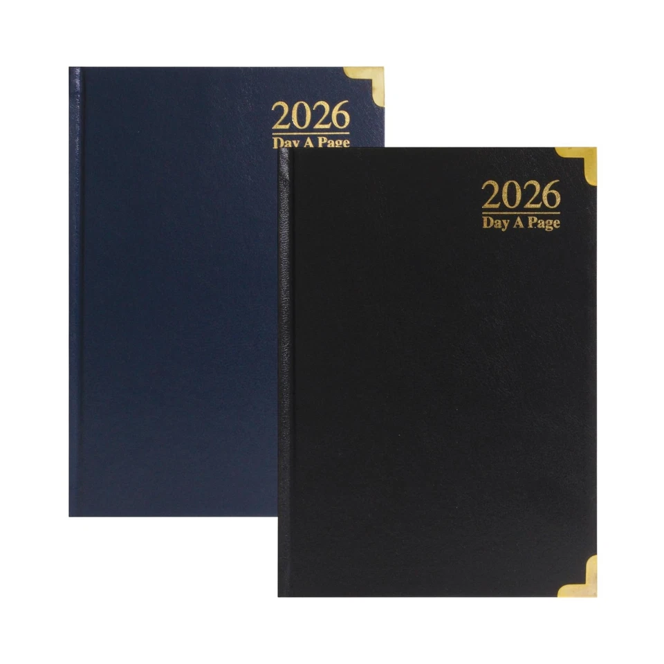 2026 Diary A4/A5 Page a Day Diary Hardback Case bound Back Cover School Office