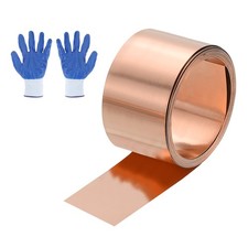3.28ft Copper Sheet Roll, 1000x20x0.3mm Pure Copper Strip with Gloves