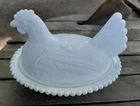 Vintage Indiana Milk Glass Hen on Nest Chicken Covered Candy Dish 7”