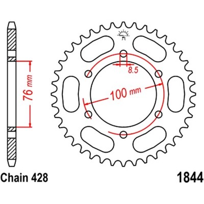Kettenrad 44Z 428 Stahl von JT Sprockets für: Yamaha MT YZF-R YS R 125 R XSR MTM