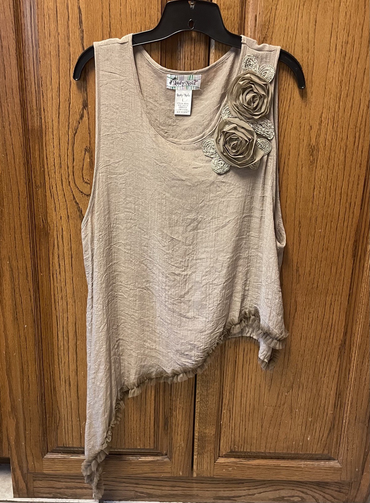 LADY NOIZ Asymetrical Peasant Gauze Top Sz L Boho