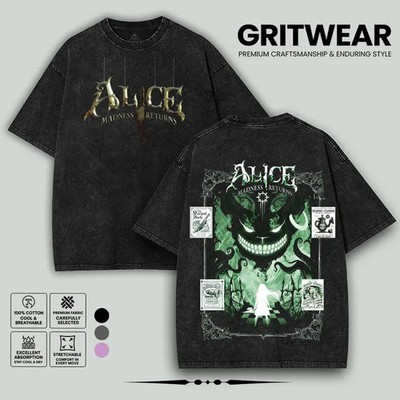 Arcade Anime Alice Madness Returns v3 Horror Game Graphic Oversize Washed Cotton