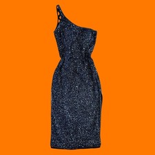 90's 00's vintage beaded sequins 100 silk one shoulder y2k prom dress Scala