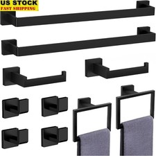 10 Piece Bathroom Hardware Set Towel Bar Ring Hooks Toilet Paper Holder New