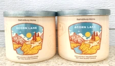 2 Bath & Body Works ACORN LANE 3-Wick Candle 14.5oz LOT/SET of 2