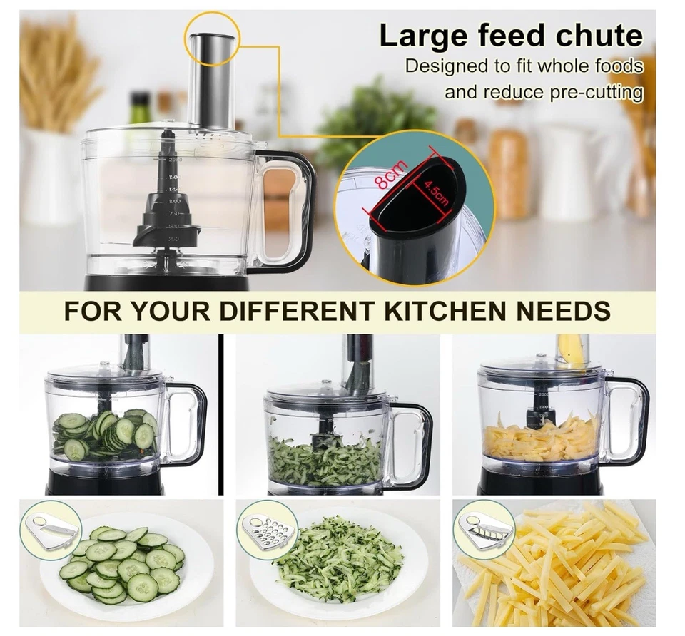 New TopStrong  5 in 1 800W Food Processor Chopper 2L 3-Speed  Black - Image 3 of 4