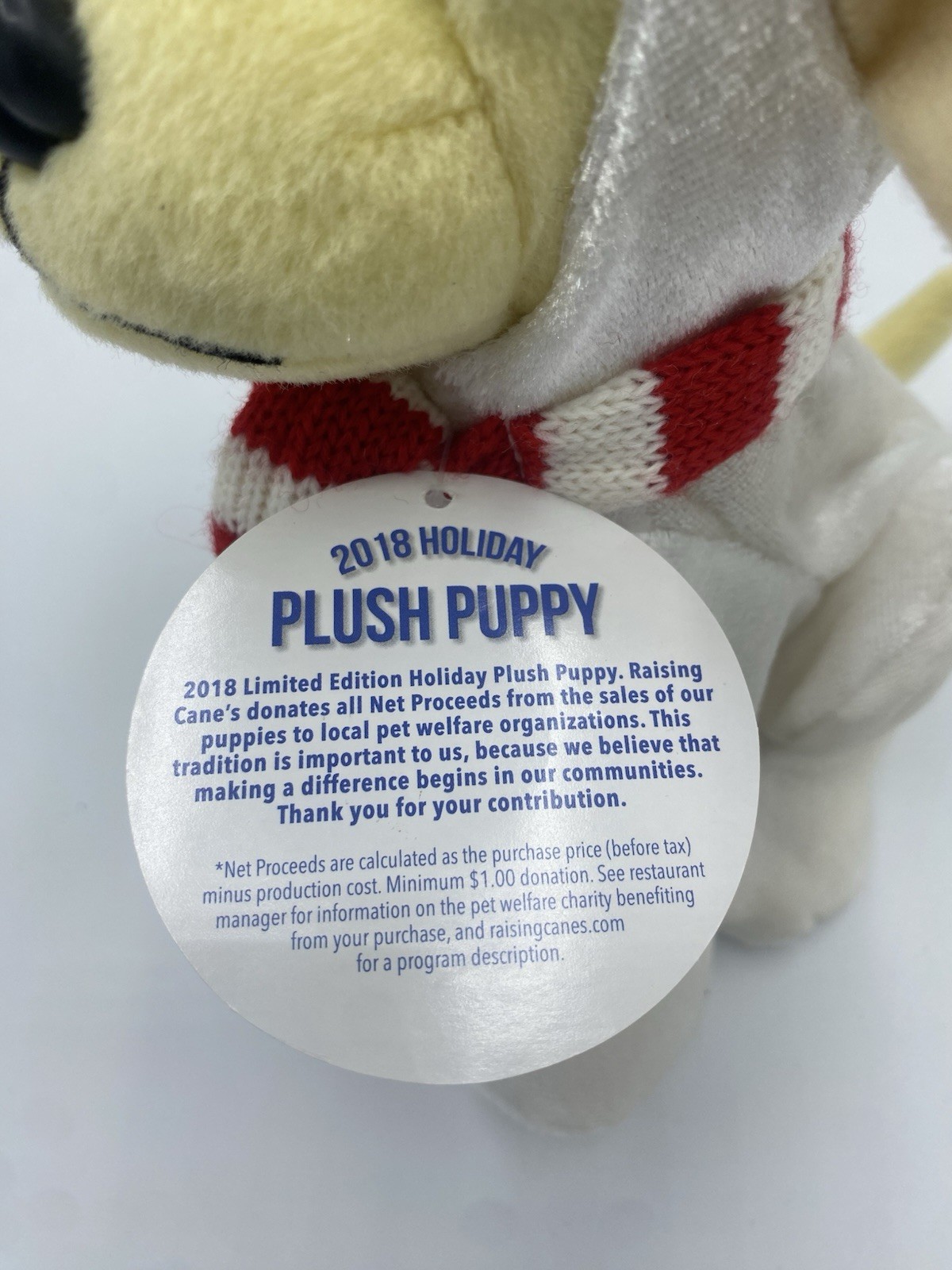 Raising Canes 10"  Frosty the Snowman Pup 2018 Christmas Holiday Plush Dog NWT