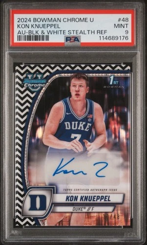 Kon Knueppel 2024 Bowman Chrome U 1st Auto /48 Black White Stealth PSA 9 Mint RC