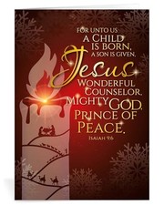 Christian Christmas Cards with Envelopes, Pack of 20, Jesus Prince of Peace