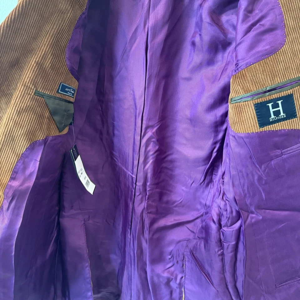 Chaqueta deportiva Hilfiger vintage de pana coñac para hombre 38R tejida en Italia nueva con etiquetas Foto 3 de 4