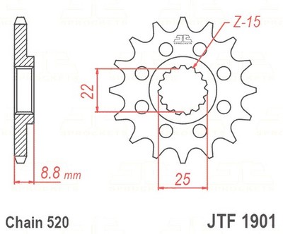 JT Kettenrad vorne 13/520 JTF1901.13RB W:8.8 für KTM SX 125 1995-2024
