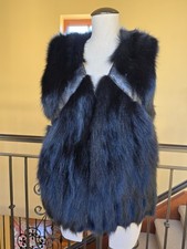 Genuine Fox Fur Vest S M Women Coat Jacket Leather black crocodile print custom