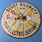 Vintage Reddy Kilowatt Porcelain Sign -  Advertising Gas Station Pump Sign