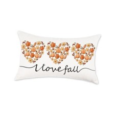 Fall Throw Pillow Cover 12x20 Inch Pumpkins Leaves Farmhouse Decoration