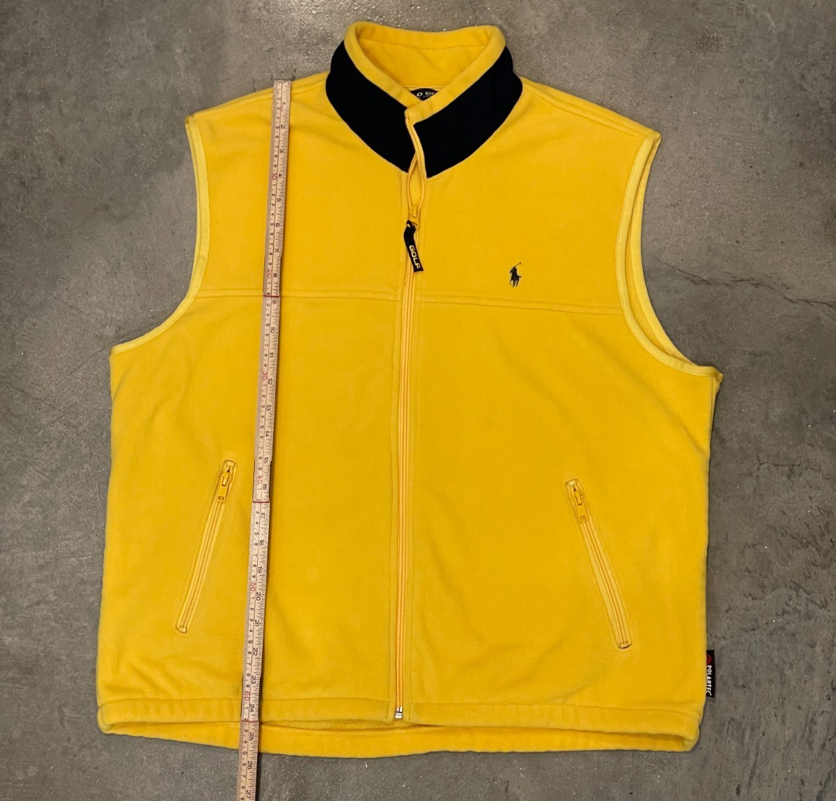 VTG Polo Golf Ralph Lauren Vest Men L Yellow Fleece Full Zip USA Made Preppy 90s thumbnail 8