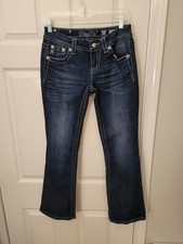 Miss Me Mid Size Boot Cut Dark Wash Jeans Size 26 Embellished Pockets