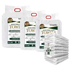 Premium White Terry Towel Shop Rags- Bulk Absorbent Cotton Cleaning Wipes - Bags