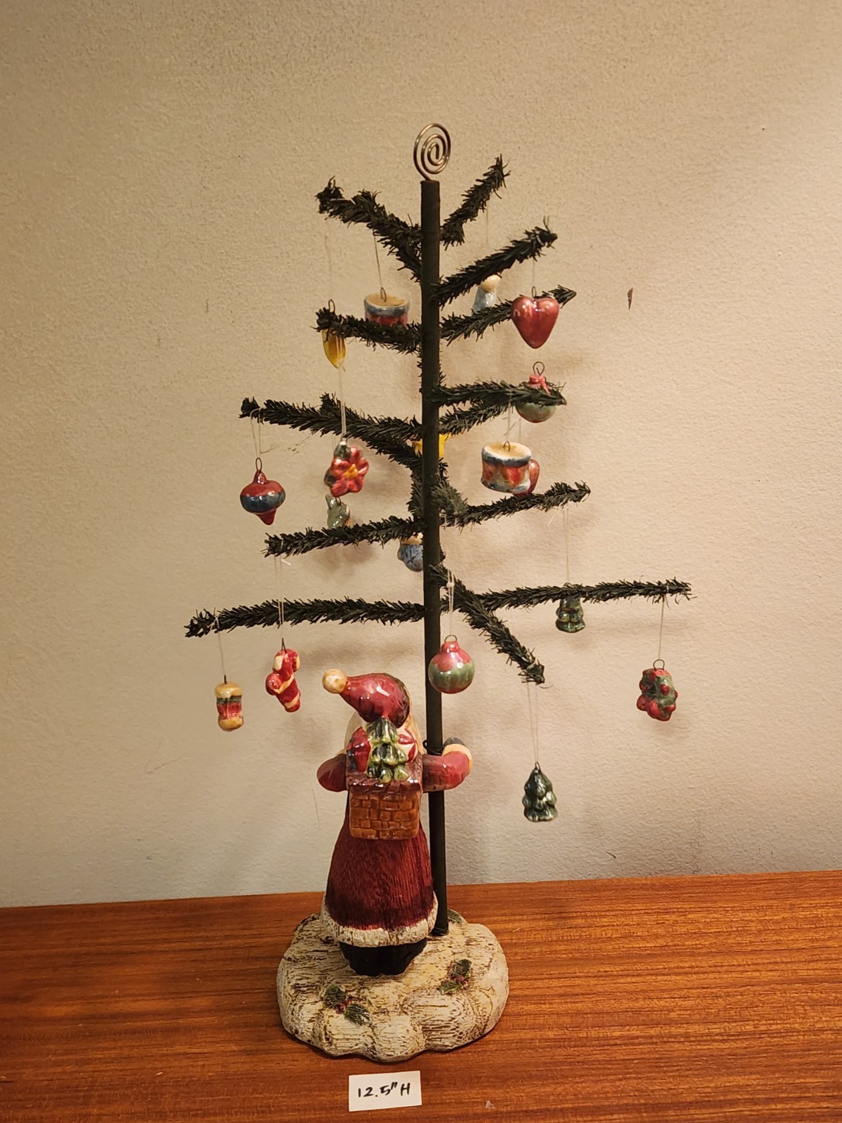 *2* Raz Imports Primative Santa Tree With Mini Ornaments Farmhouse Vtg Folk Art