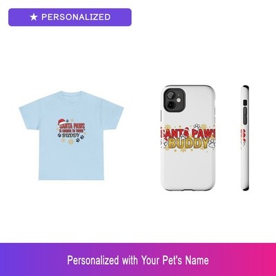 Custom Pet Paw Gift Set Shirt Phone Case Personalized Name Bundle Dog Lover