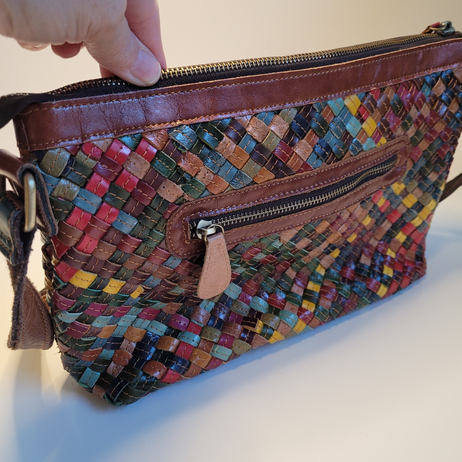 Ameri Leather Woven Shoulder Bag Stella Multicolo… - image 2
