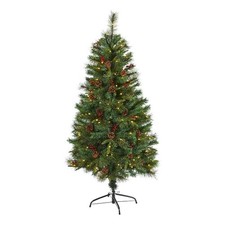 Nearly Natural 5ft Mixed Pine Christmas Tree w/ 150 Clear LED Lights