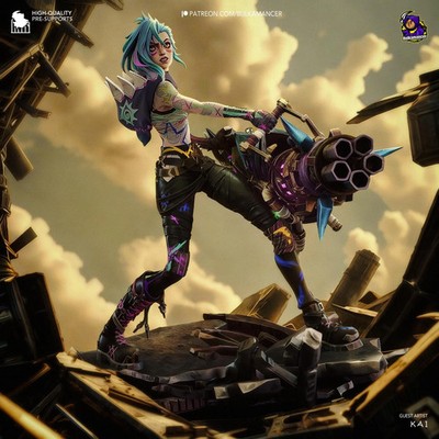 Jinx Statue   Arcane Inspired lol Figure | Unpainted