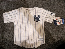 Kids New York NY Yankees Baseball Jersey Top Size 3T Majestic White Stripes