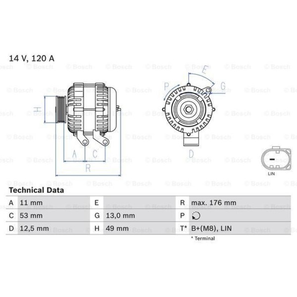 Bosch Generator Lichtmaschine 120A 14V FüR Ford Mondeo IV Stufenheck-image