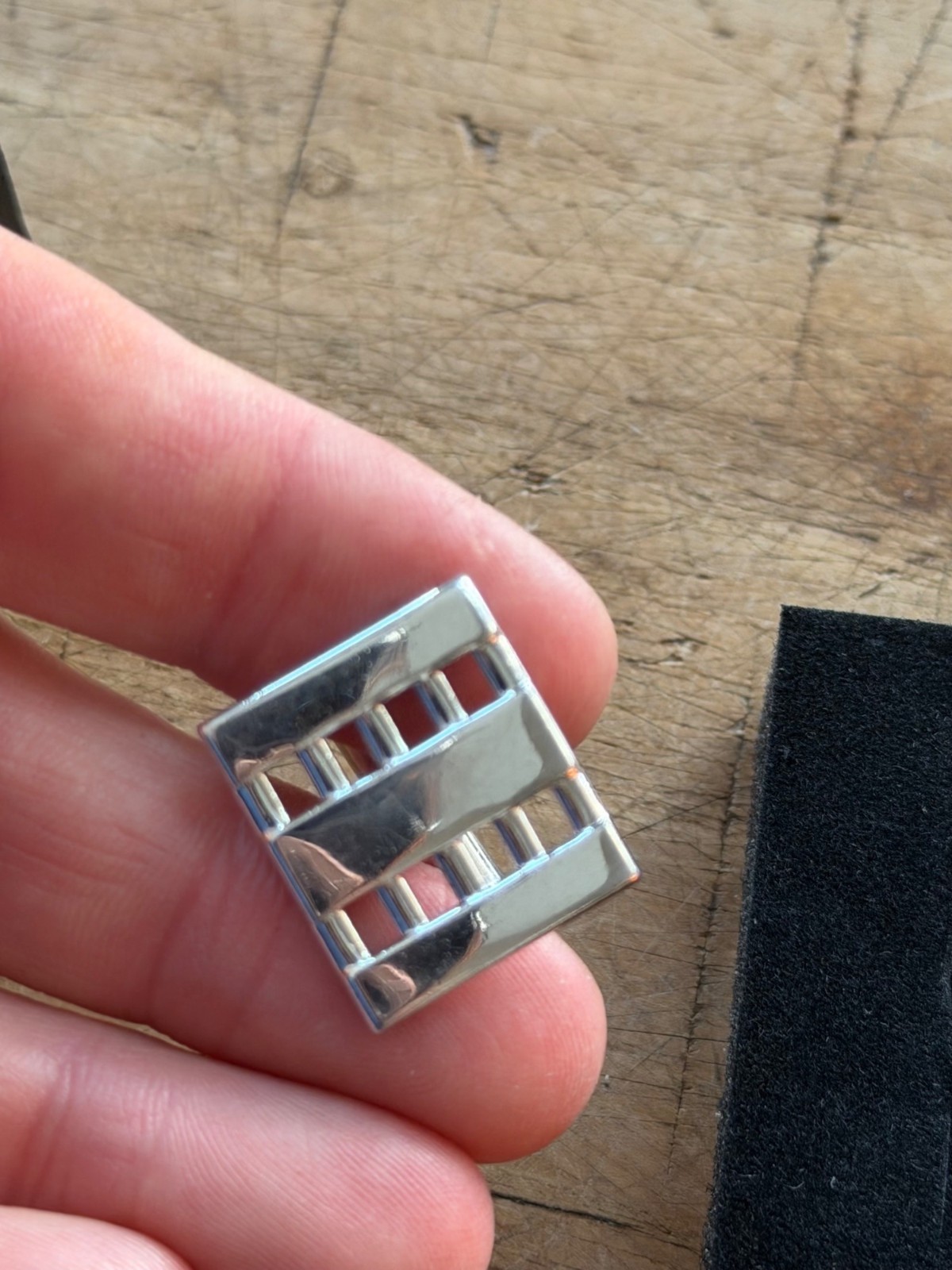 Silver-Toned Rectangular Cufflinks With Textured … - image 5