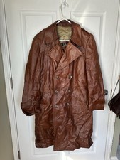 Vintage Cortefiel Brown Leather Trench Coat